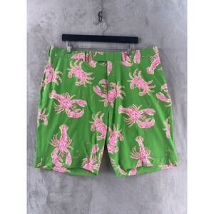 RLX Ralph Lauren Shorts Mens Size 38 Green Pink Lobster Print Golf Stretch